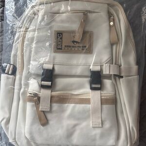 U.S. Polo Assn. Cream and Tan Backpack with Adjustable Straps and Classic Design